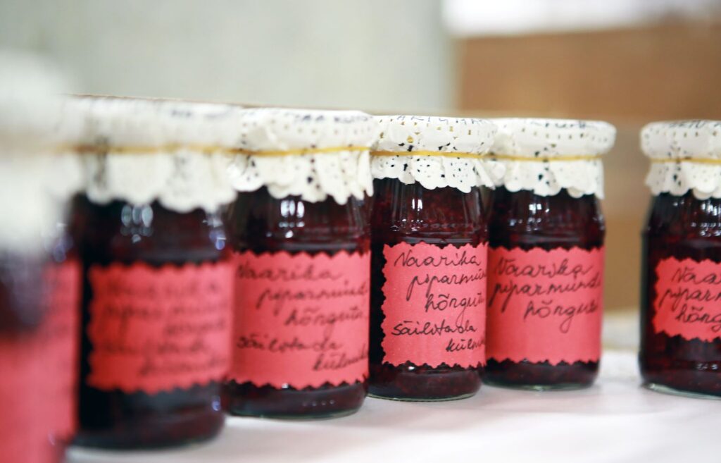 Jars of preservatives on a shelf