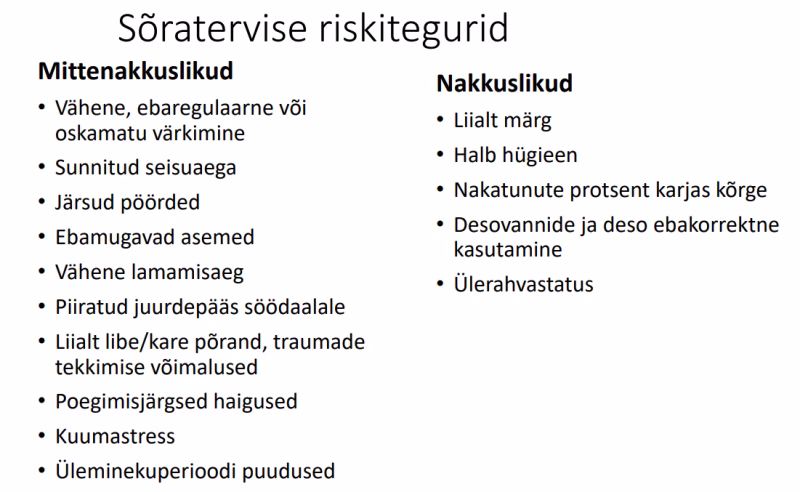 Sõratervise riskitegurid - mittenakkuslikud ja nakkuslikud.